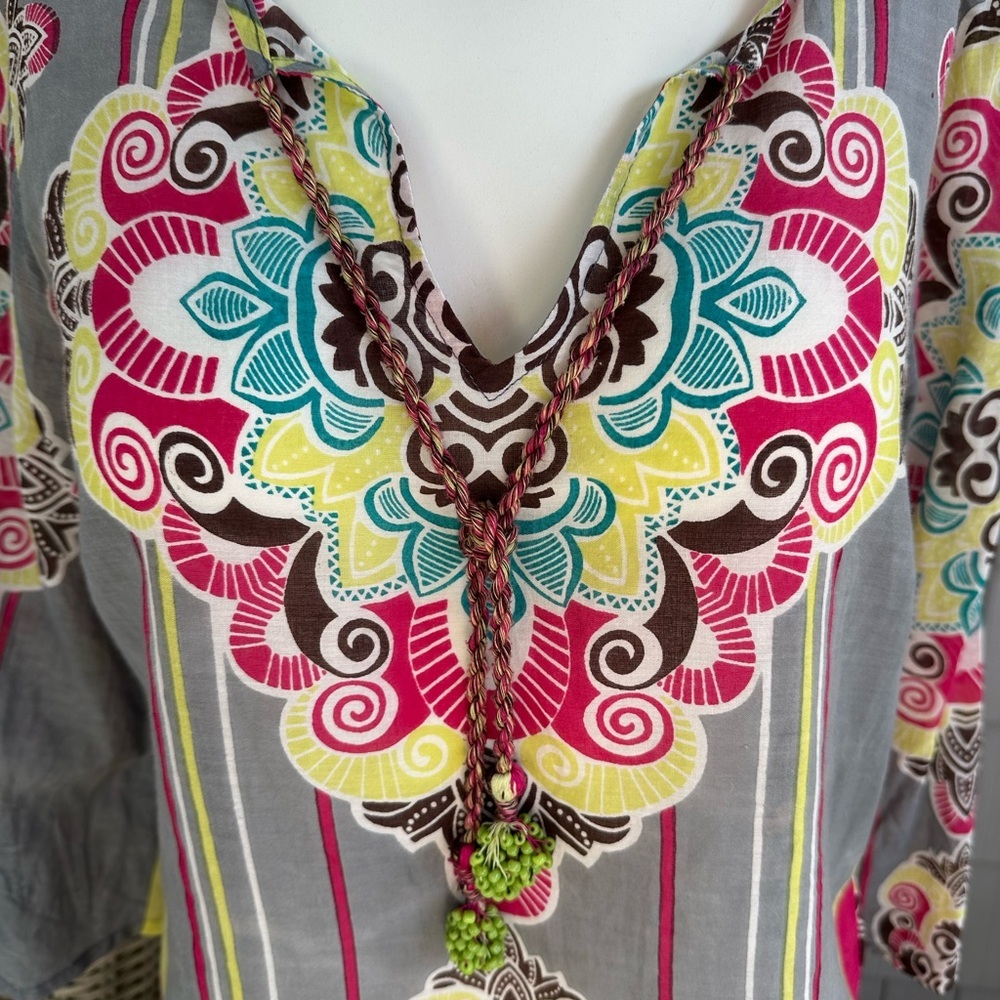 🌴 Tunic Coverup with Beaded Tassels, Size Small